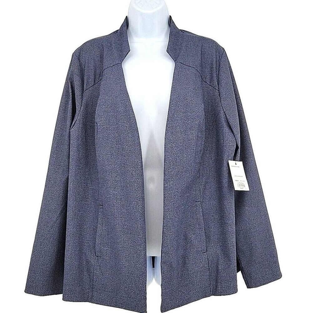 Apt 9 New Womens Jacket Size XXL Open Front Blue Heather Pockets